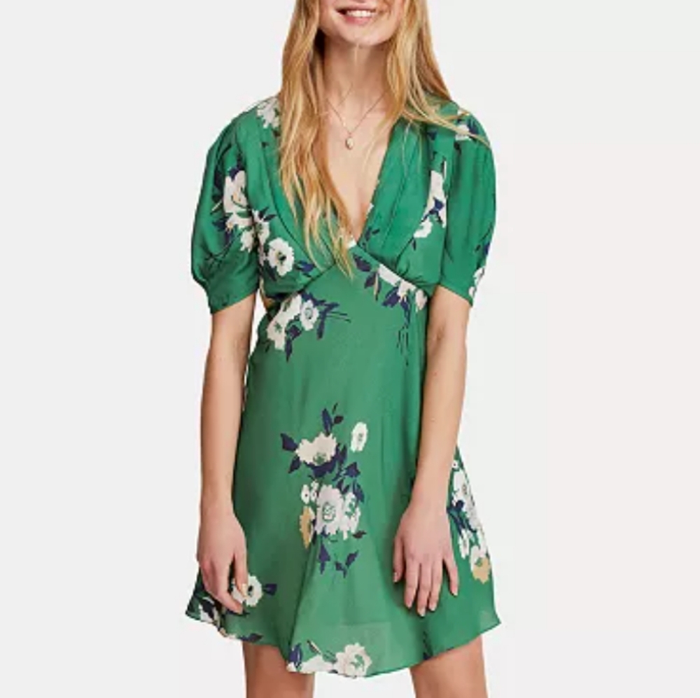 Free People Neon Garden Green Mini Dress 8